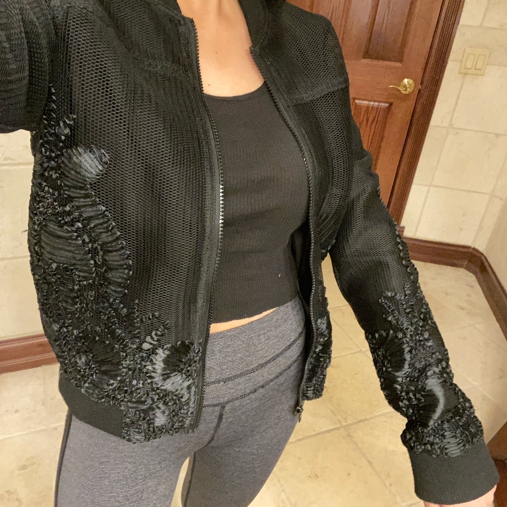 Mesh Embroidered Bomber Jacket - Picture 7 of 8
